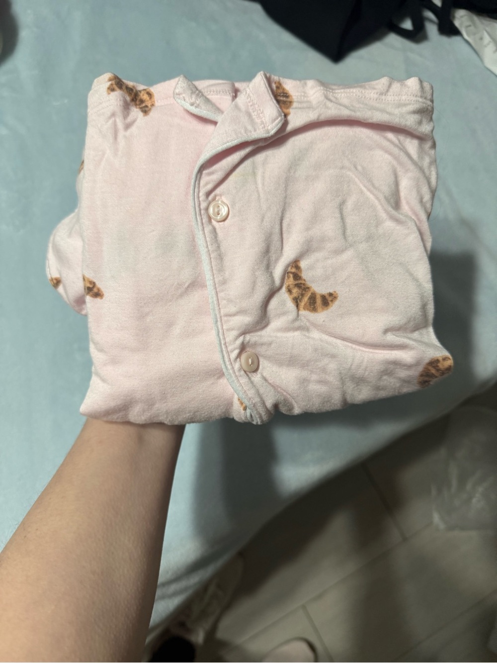 aerie Pink Croissant-Print Short Pajama Set - Picture 2 of 7